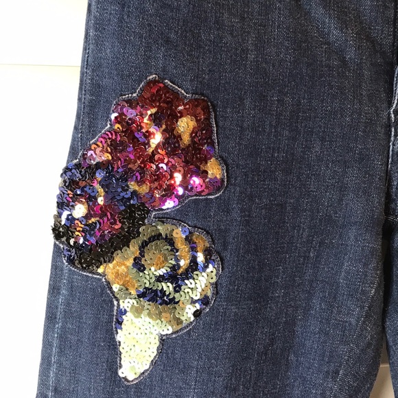 Anthropologie slim boyfriend jeans sequins NWT 8 - Picture 3 of 10